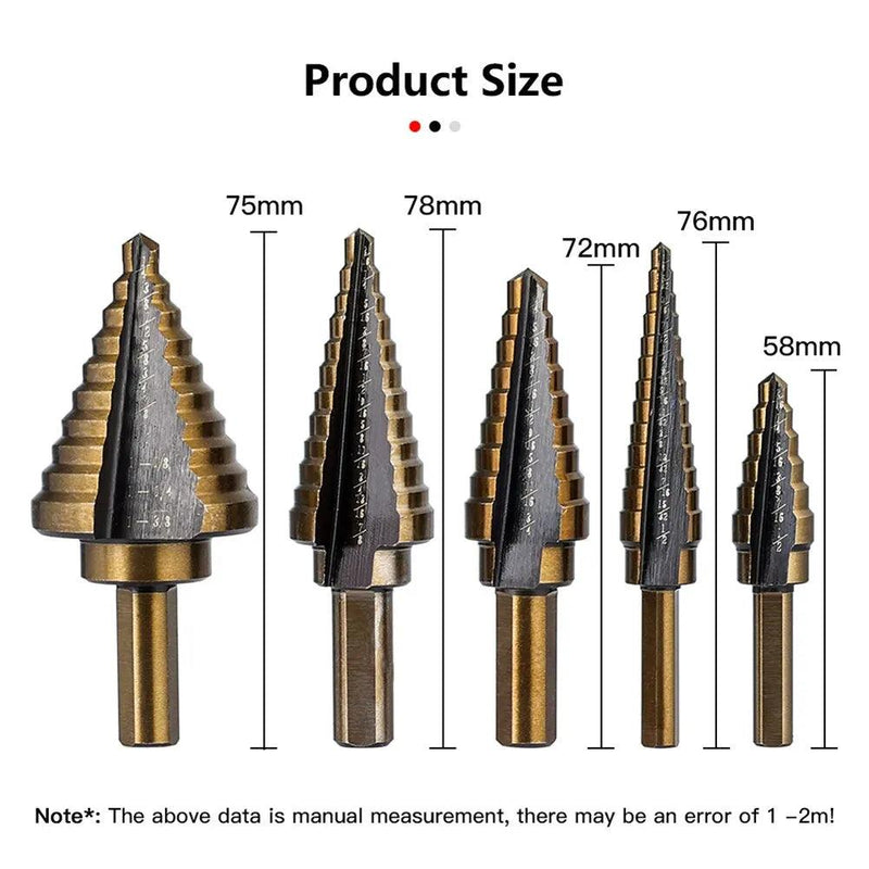 Kit brocas Escalonada Step Drill HSS 4241, Cobalto, Furo Múltiplo, 50 Tamanhos - Loja Bitrex