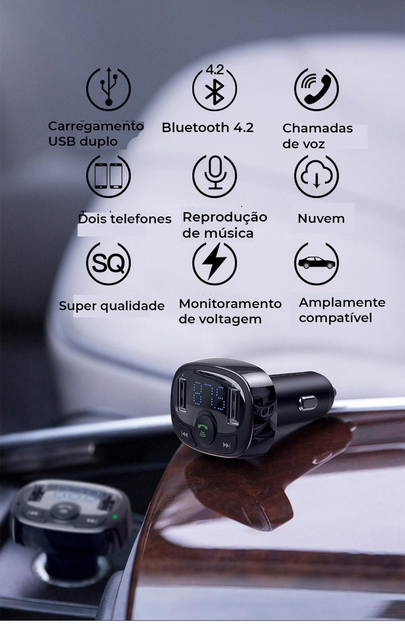 Transmissor automotivo de som bluetooth Baseus - Loja Bitrex