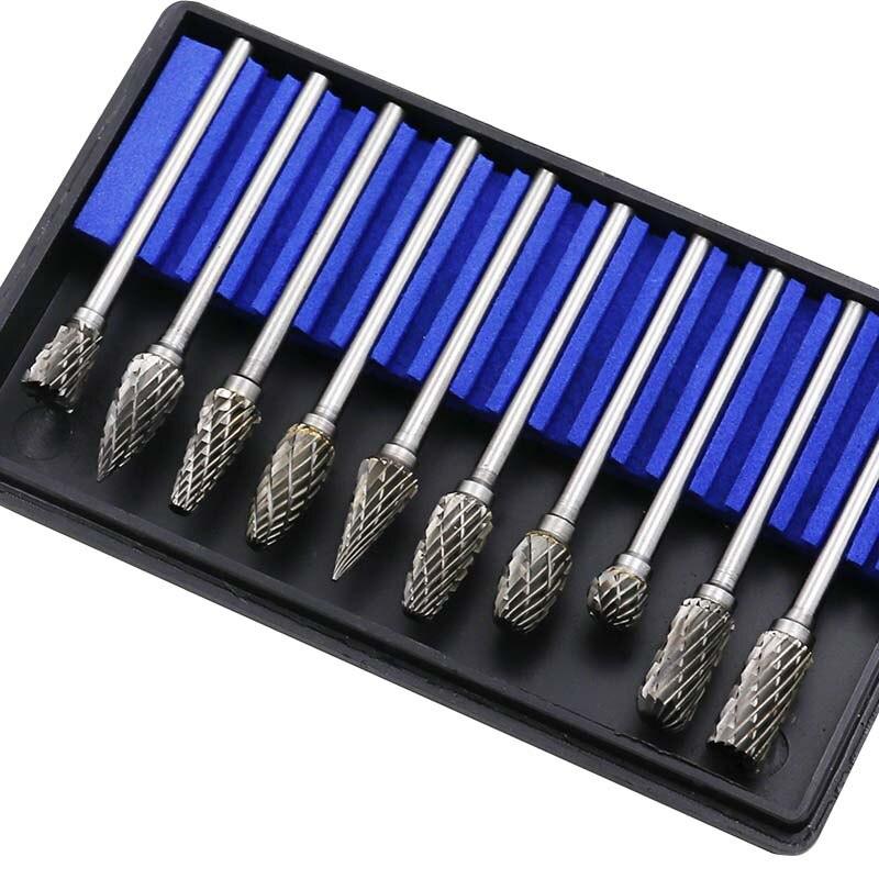 Fresa Tungstenio rotativa brocas com escareado - Cone de aço conjunto broca diamante 3x6mm - 10 Peças 1/8" - Loja Bitrex